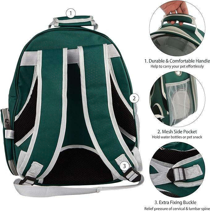Cat Dog Bird Breathable Backpack Carrier Capsule Transparent BubbleBag Gift - Green