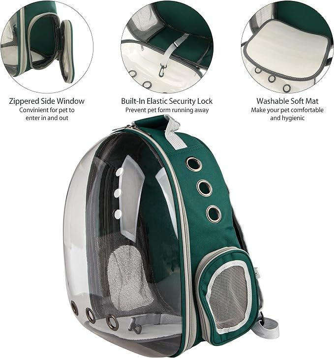 Cat Dog Bird Breathable Backpack Carrier Capsule Transparent BubbleBag Gift - Green