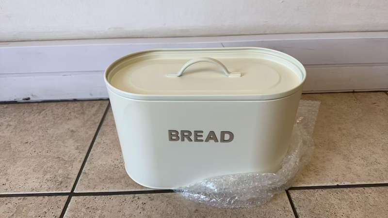 Royal Homeware 4pc Breadbin and Canister set - 3D Letter Design - OFF-WHITE