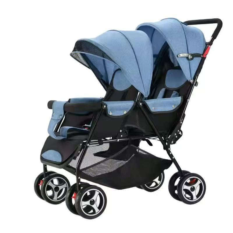 High-quality baby stroller twin lightweight travel system - Blue