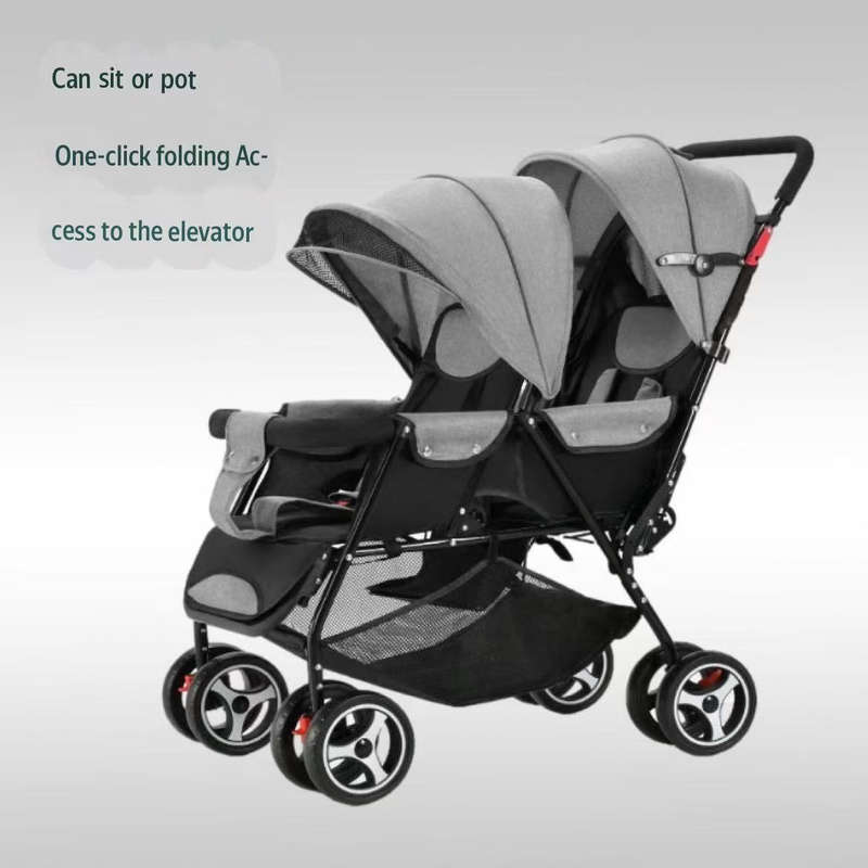 High-quality baby stroller twin lightweight travel system - Blue