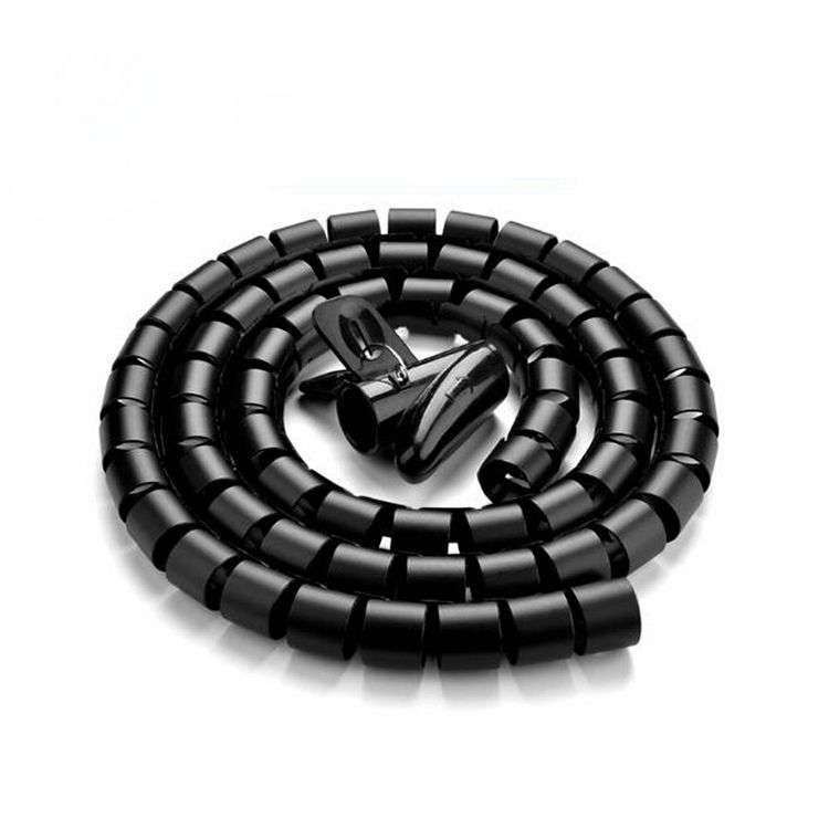 1m Spiral Binding Cable Tidy Kit - Black - 3 pack