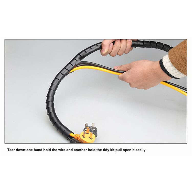 1m Spiral Binding Cable Tidy Kit - Black - 3 pack