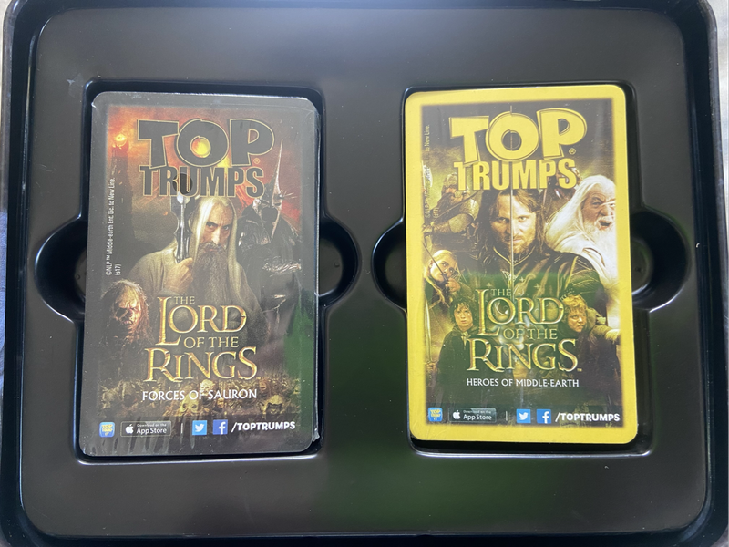 Lord of the Rings Collectors Tin with 2 packs of Top Trumps cards