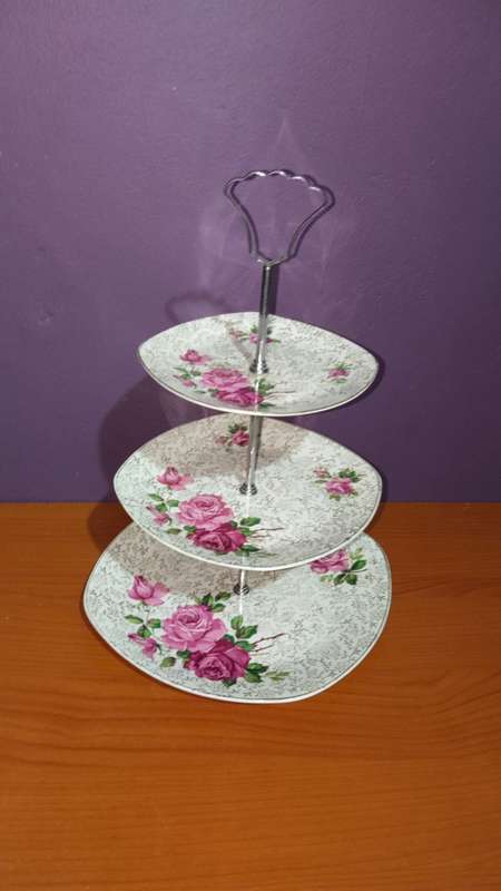 Midwinter Stylecraft Chintz Rose Three Tier Cake Plate