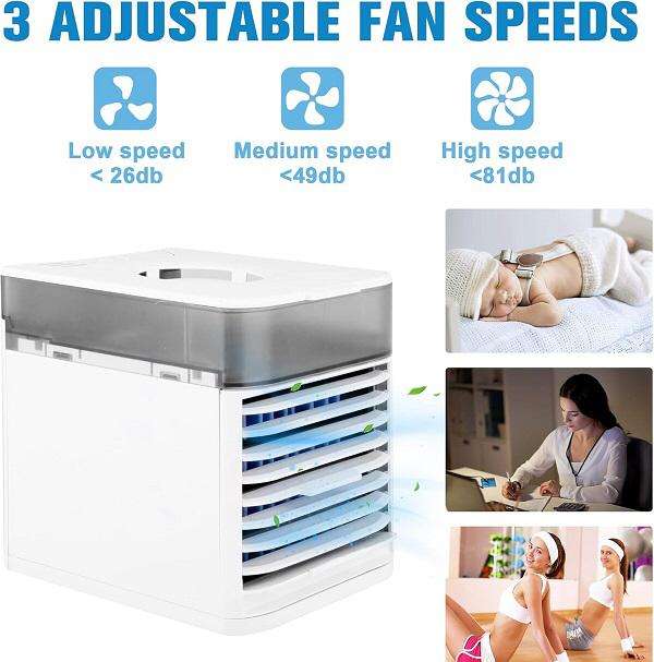 Portable Air Cooler Fan With LED Lights