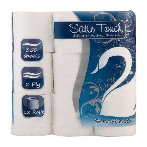 Satin Touch Toilet Paper, 2 Ply, 350 Sheets 18 Pack