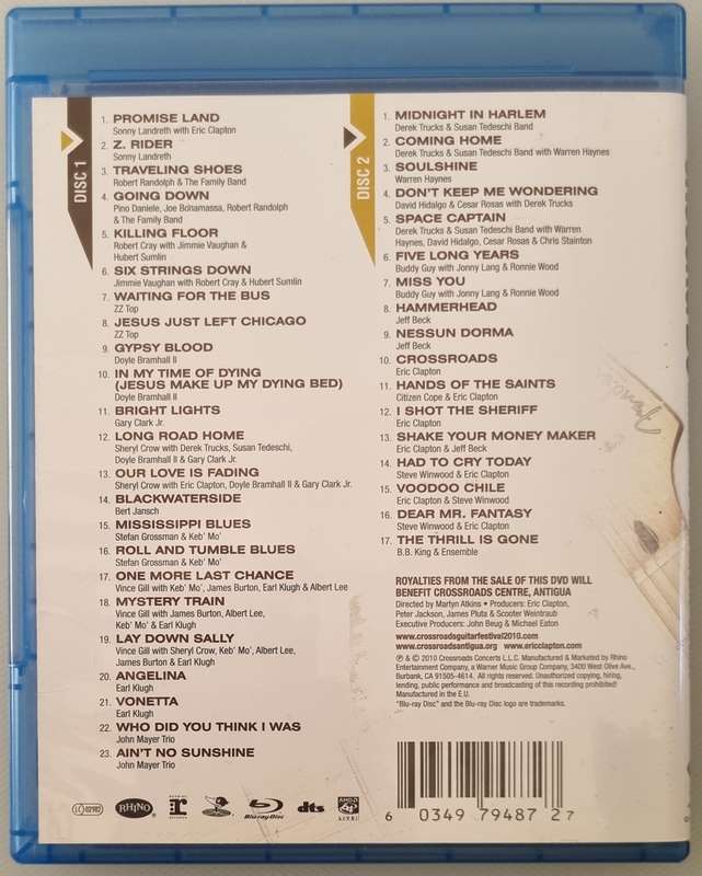 Eric Clapton + Various  Crossroads - Eric Clapton Guitar Festival 2010 BLUE RAY 2 x Disc set