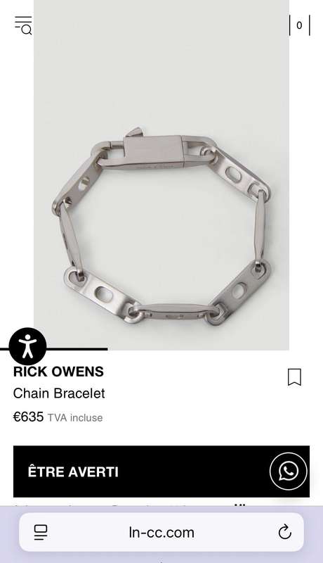 RICK OWENS CHAIN BRACELET STERLING SILVER