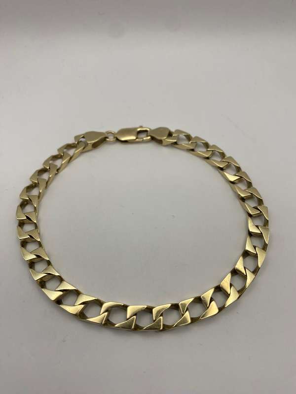 9k Yellow Gold Men's Curb Bracelet