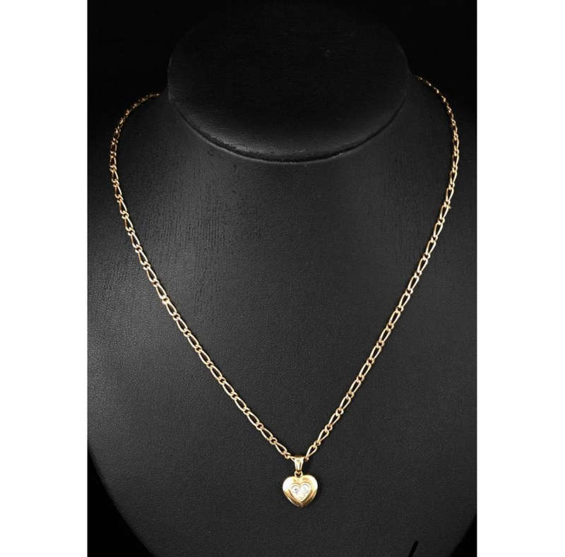 18k Heart Diamond and Necklace