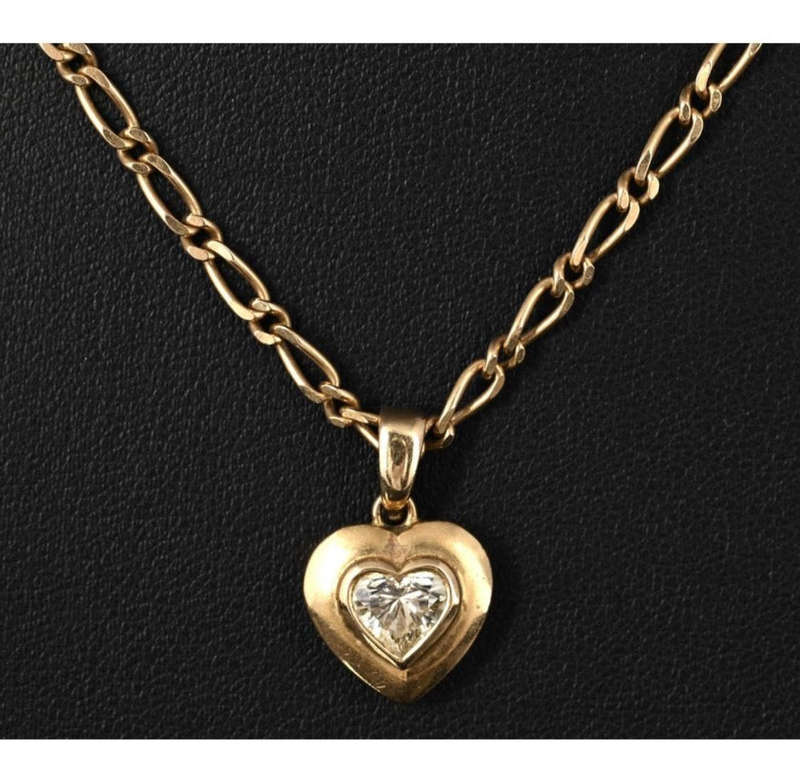 18k Heart Diamond and Necklace