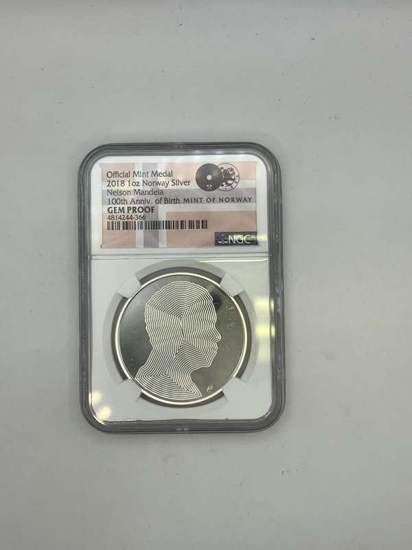 2018 1oz Norway Silver | Nelson Mandela 100th Anniv. of Birth | Mint of Norway NGC Label | GEM PROOF