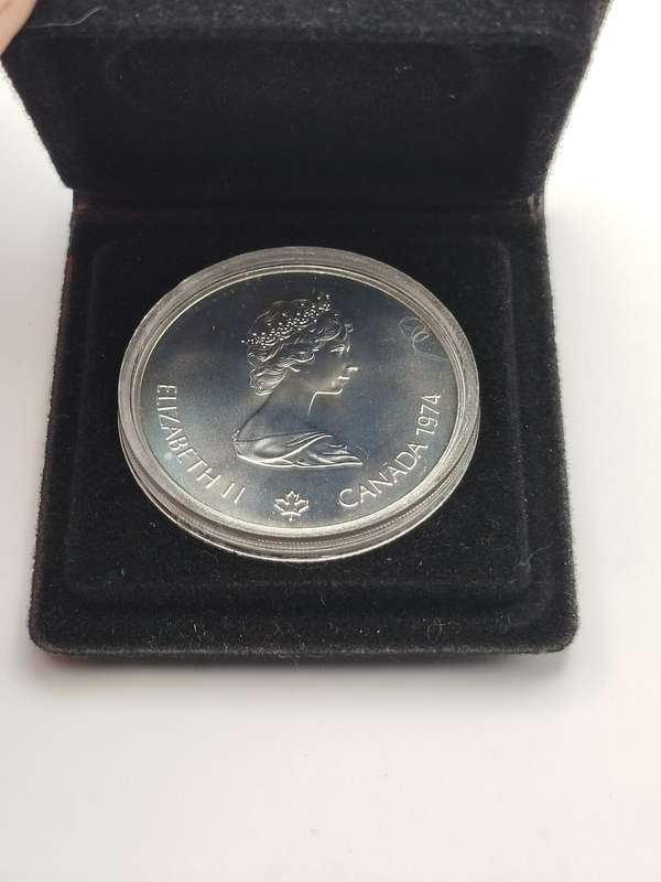 1974 Canada $5 Silver Coin  Montreal Olympics  Queen Elizabeth II  .925 Sterling  RARE