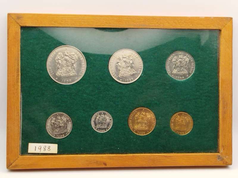 1988 South Africa Decimal Coin Set  Framed Display  7 Coins  Full Apartheid-Era Set  R1 to 1c