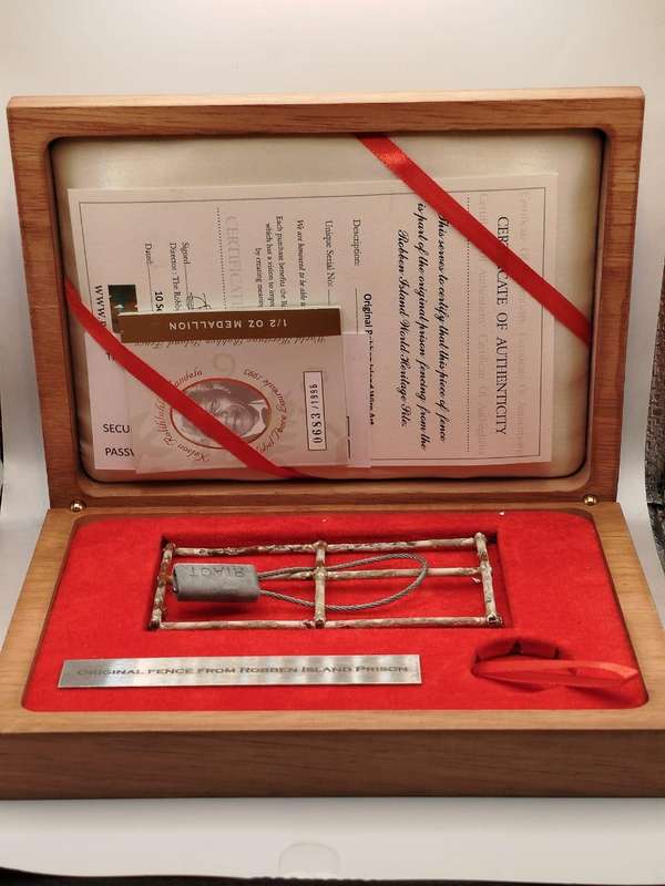 Robben Island Prison Fence Medallion  Original Heritage Artifact | Mandela-Era | COA + Display Box