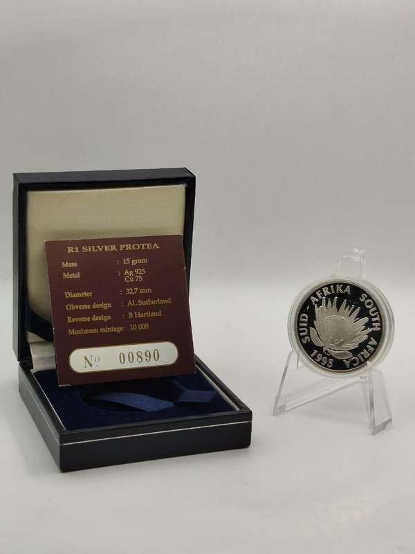  1995 R1 Silver Protea  Open Train Window RARE VARIANT | Industrial Revolution | Proof Coin | SA