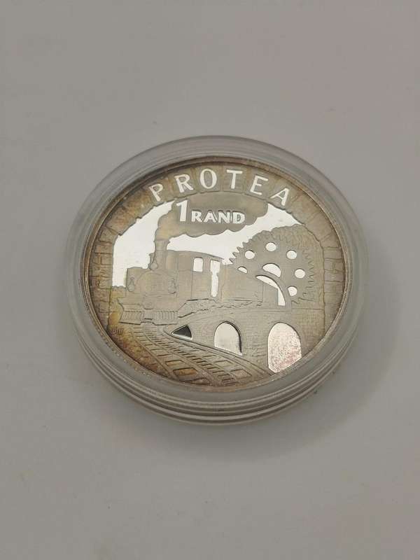  1995 R1 Silver Protea  Open Train Window RARE VARIANT | Industrial Revolution | Proof Coin | SA