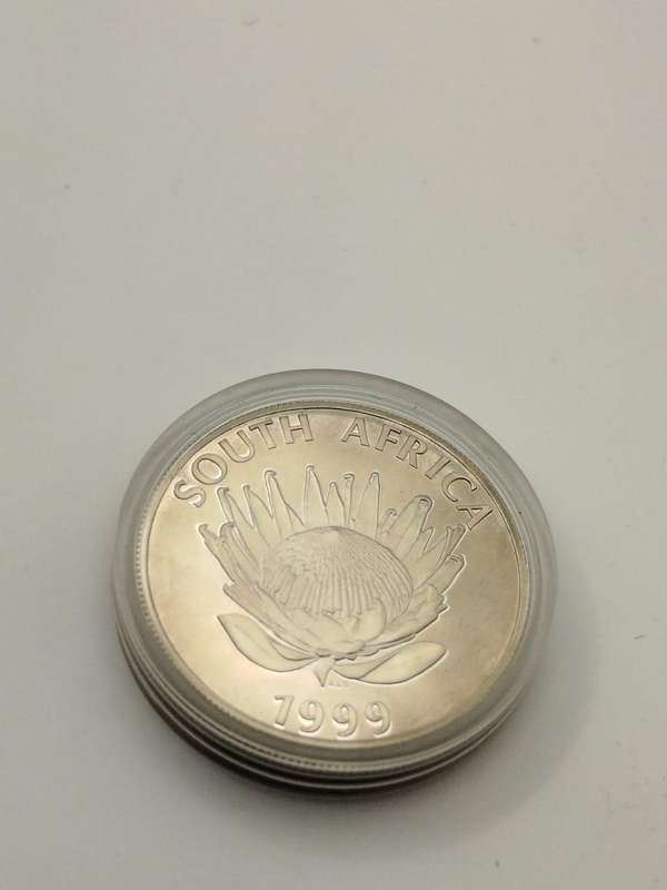  1999 R1 Silver Protea  Mining Heritage | SA Mint | Proof Coin | Box + COA | Only 2,500 Minted!
