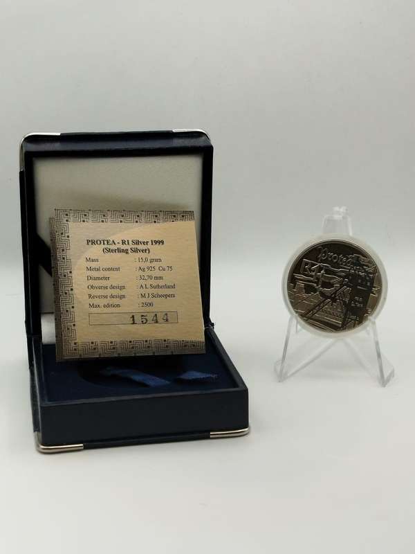  1999 R1 Silver Protea  Mining Heritage | SA Mint | Proof Coin | Box + COA | Only 2,500 Minted!