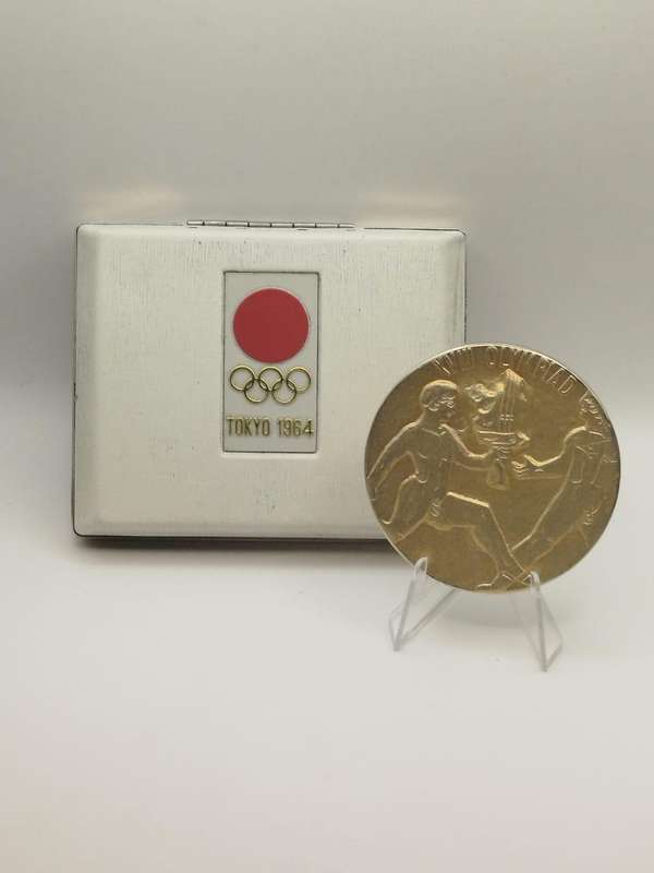 Tokyo 1964 Olympic Commemorative Medal  Original Box & Certificate  Japan Mint Gold-Plated Bronze
