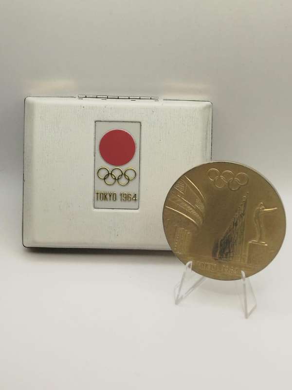 Tokyo 1964 Olympic Commemorative Medal  Original Box & Certificate  Japan Mint Gold-Plated Bronze