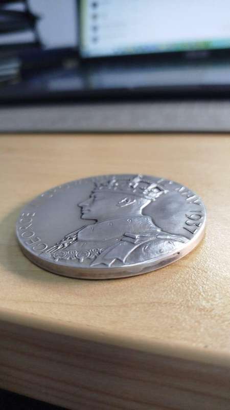 1937 George VI & Queen Elizabeth Coronation Medallion  99.85% Fine Silver (90.4g)  Ultra Rare