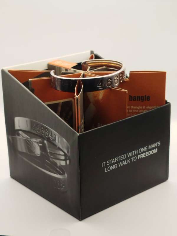 46664 Silver Bangle  Limited Edition #06843  Mandela Legacy Bracelet (Size L, Boxed)