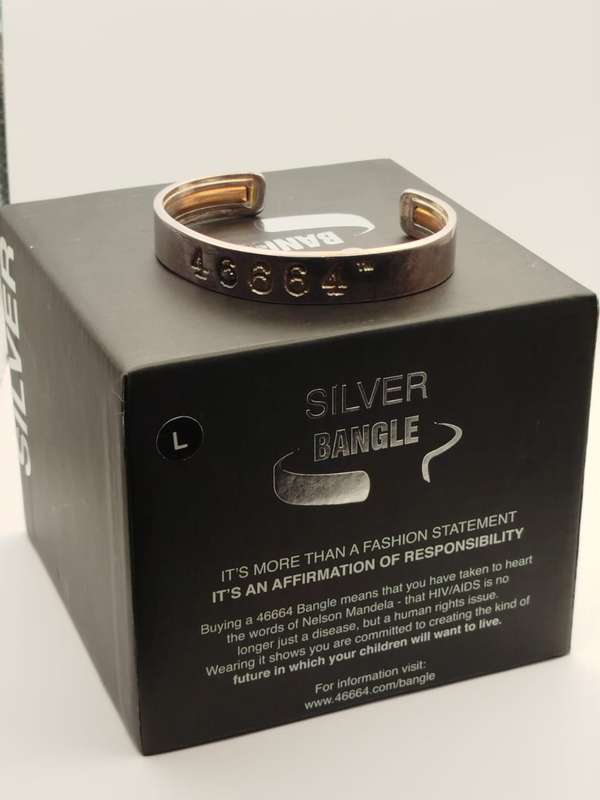 46664 Silver Bangle  Limited Edition #06843  Mandela Legacy Bracelet (Size L, Boxed)