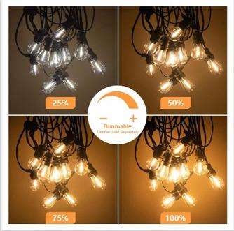 5m 220V LED Outdoor String Lights Warm White, 10 x Hanging Sockets