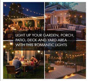 5m 220V LED Outdoor String Lights Warm White, 10 x Hanging Sockets