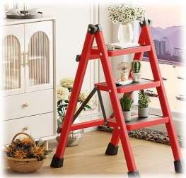 3-Step Aluminum Step Ladder with Anti-Slip Pedals, Portable Folding