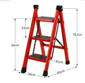 3-Step Aluminum Step Ladder with Anti-Slip Pedals, Portable Folding