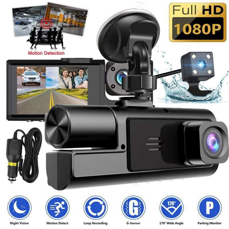 DUAL DASHCAM HD 1080P Triple Lens Reverse Park Monitor Car DVR