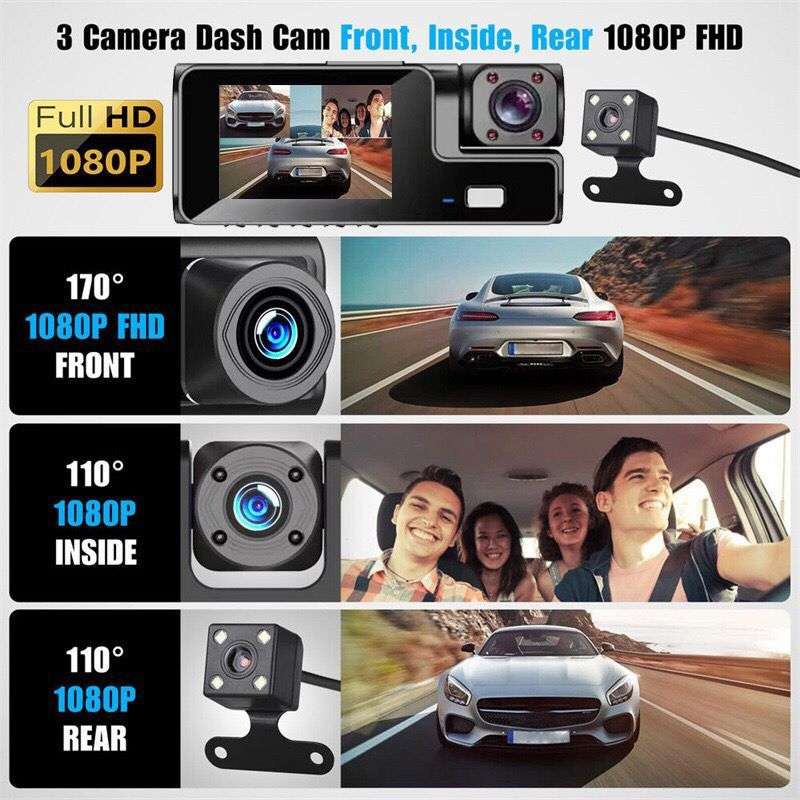 DUAL DASHCAM HD 1080P Triple Lens Reverse Park Monitor Car DVR