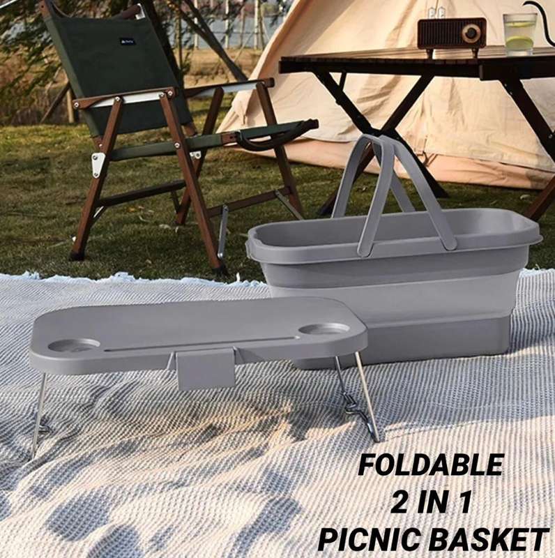 2-in-1 Picnic Basket + Table Foldable