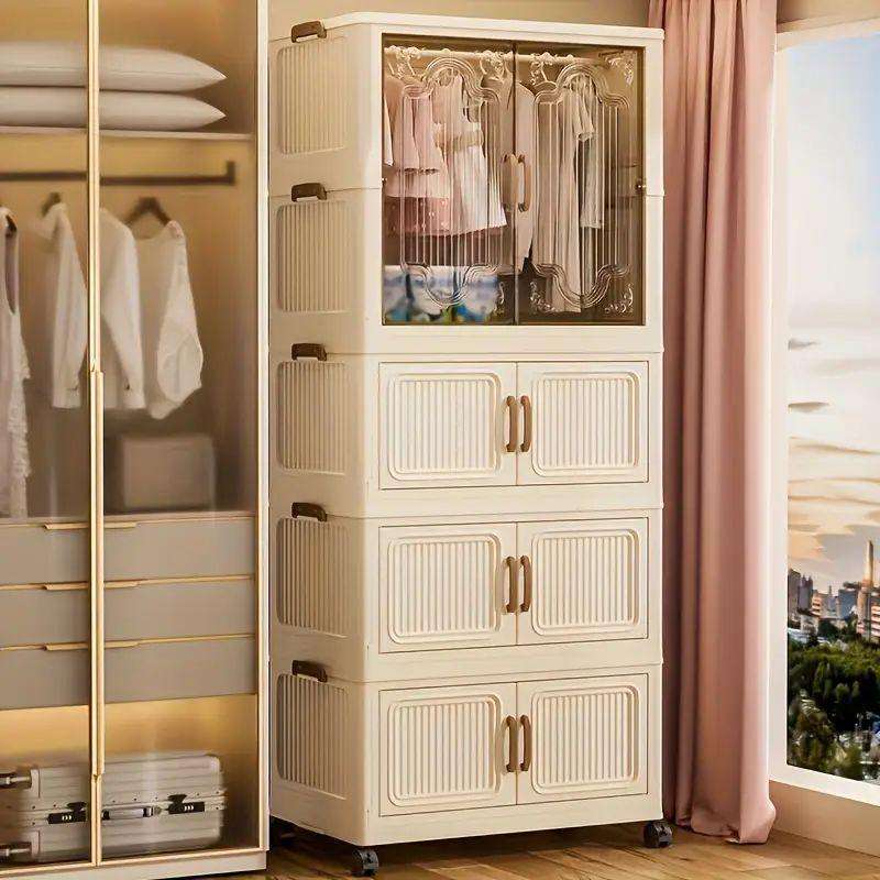 MULTIPURPOSE COLLAPSIBLE STORAGE CABINET  3-TIER+HANGER CABINET