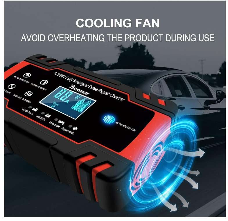 Auto Battery Charger Red Automatic 8A 12V 24V