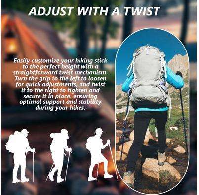 Hiking Stick Trekking Pole Ultra Light Aluminium Extendable