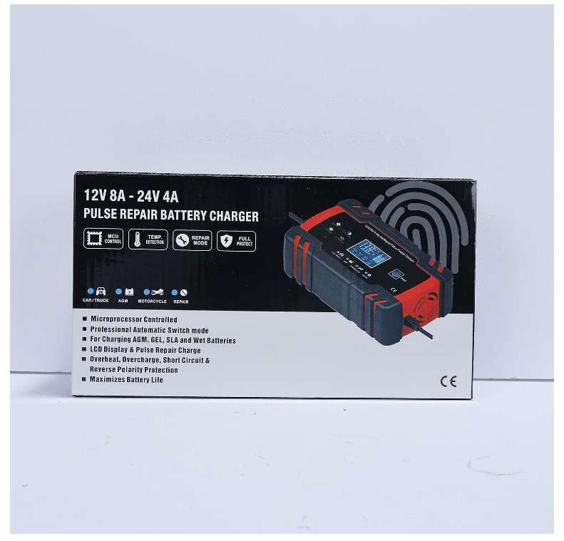 Auto Battery Charger Red Automatic 8A 12V 24V