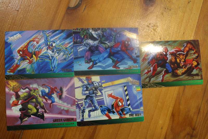 1995 fleer ultra spiderman unlikely allies - 5 cards