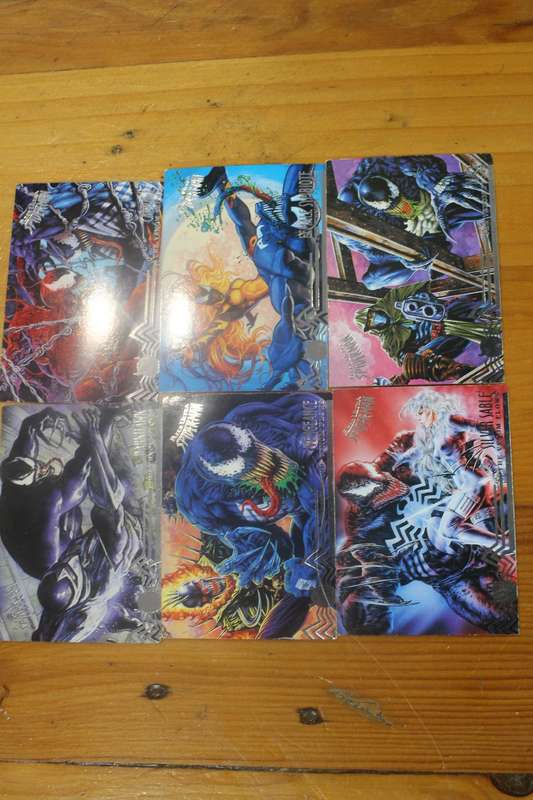 1995 fleer ultra spiderman - venom flows - 6 cards