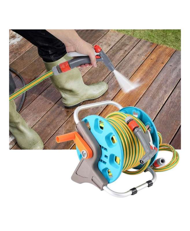 15M Hose Reel Cart Garden Hose Reels Retractable Multifunctional