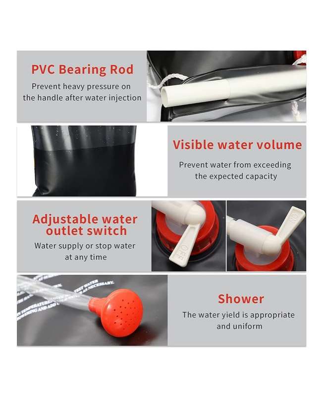 20L Black Solar Shower Portable