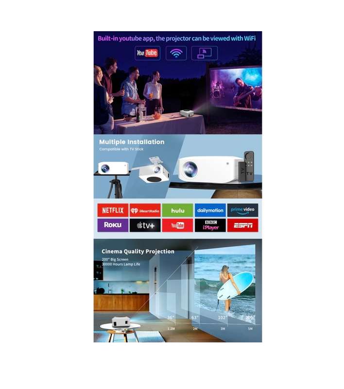 Portable Projector - Connects to your Phone - Full HD - WIFI - Airplay