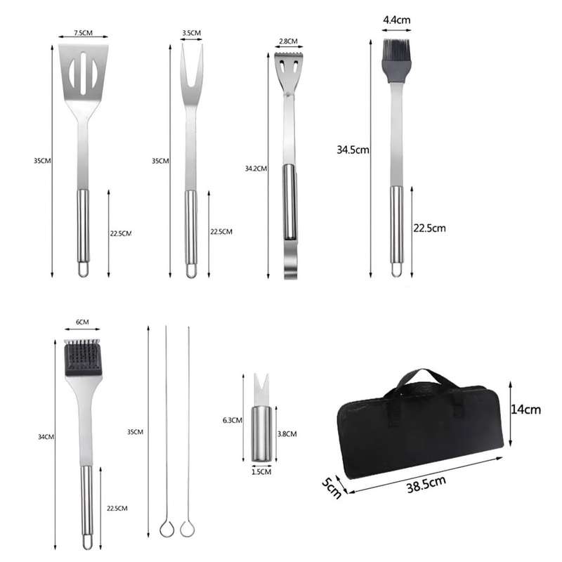 20PCS Stainless Steel BBQ Tools Set Camping Outdoor Cooking Tools