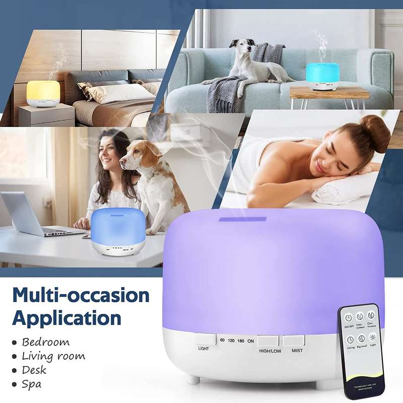 LED 500ML Aroma Diffuser Atomizer Air Humidifier With Remote And Adaptor