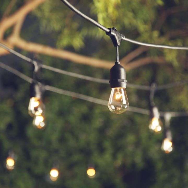 5m 220V LED Outdoor String Lights Warm White, 10 x Hanging Sockets