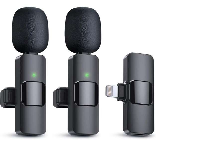 Duo Pack Wireless Microphones Compatible with iPhone iPad & Professional Clip Mic