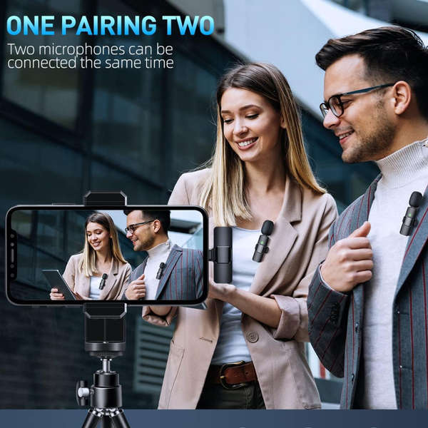 Duo Pack Wireless Microphones Compatible with iPhone iPad & Professional Clip Mic